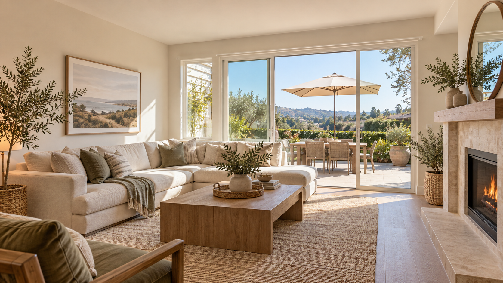 Sunlit residential living room